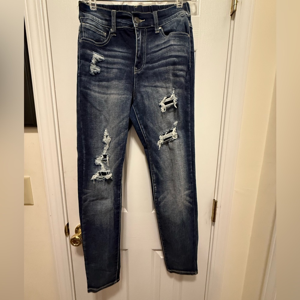 Grace and Lace Elastic Waist Jeggings Distressed Medium